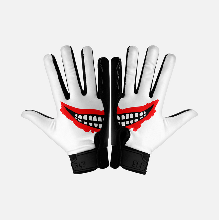 Smile White Sticky Kids Football Receiver Gloves