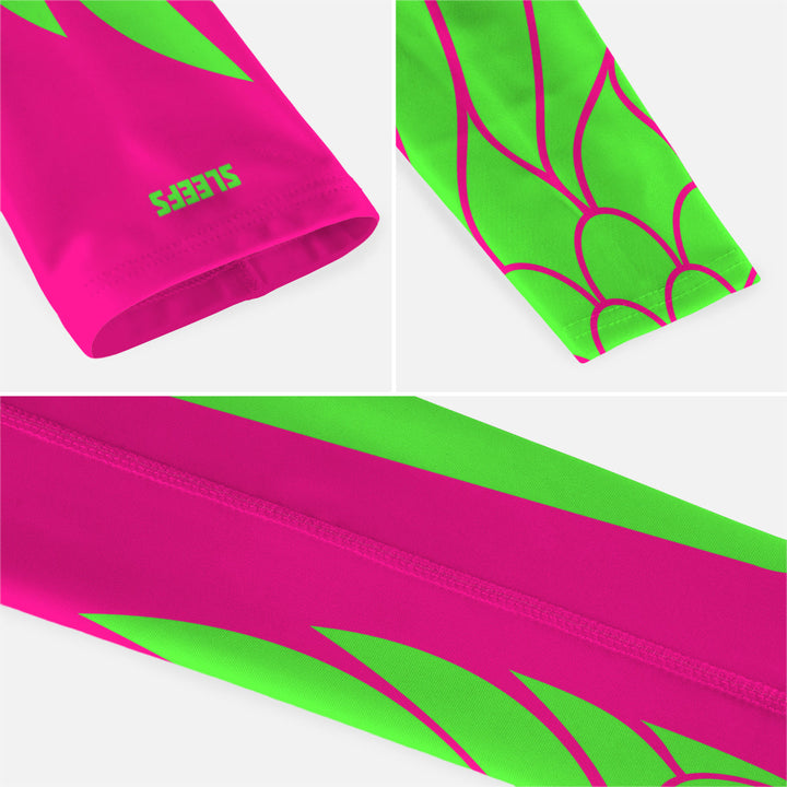 Neon Wings Green and Pink Kids Arm Sleeves Pair
