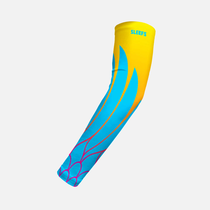 Neon Wings Blue and Yellow Kids Arm Sleeves Pair