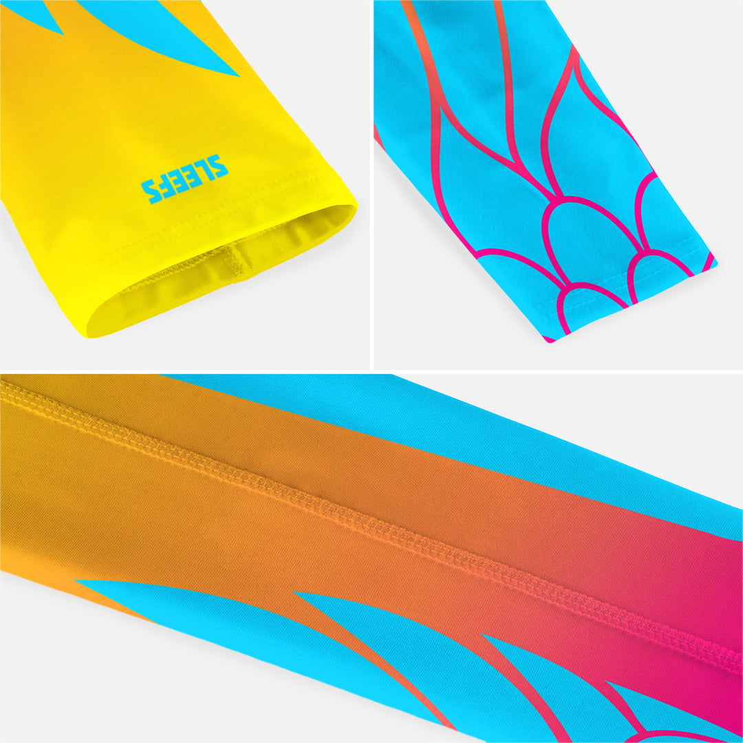Neon Wings Blue and Yellow Kids Arm Sleeves Pair