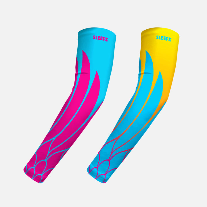 Neon Wings Blue and Yellow Kids Arm Sleeves Pair