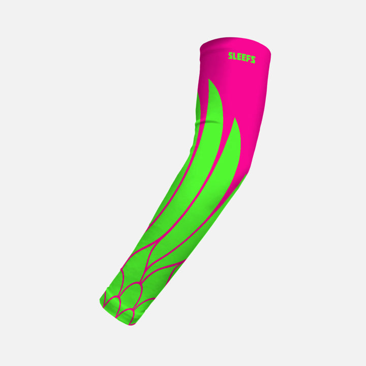 Neon Wings Green and Pink Kids Arm Sleeves Pair