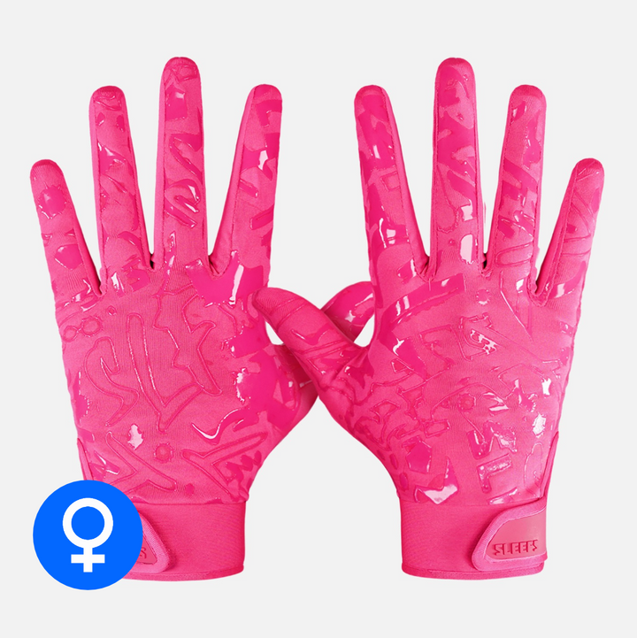 Hue Pink Sticky Football Receiver Gloves for Women