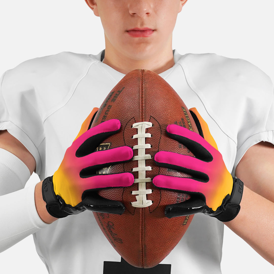 Yellow Pink Ice Pop Sticky Football Receiver Gloves
