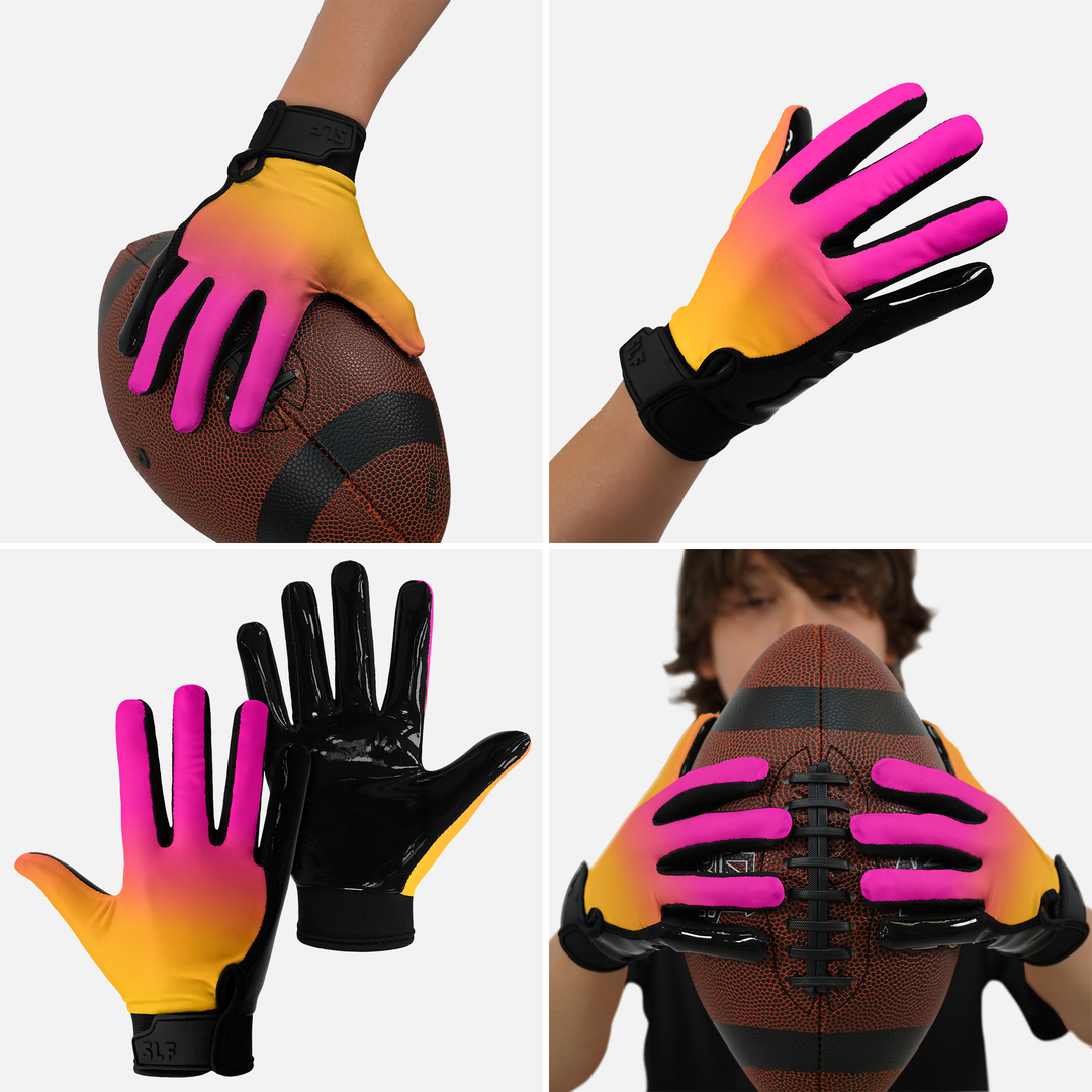 Yellow Pink Ice Pop Sticky Kids Football Receiver Gloves