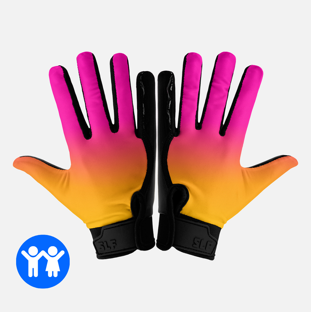 Yellow Pink Ice Pop Sticky Kids Football Receiver Gloves