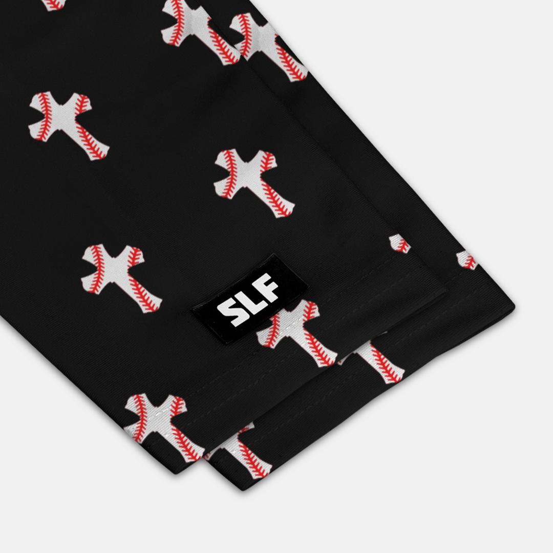 Baseball Cross Pattern Black UV Arm Sleeves (pair)
