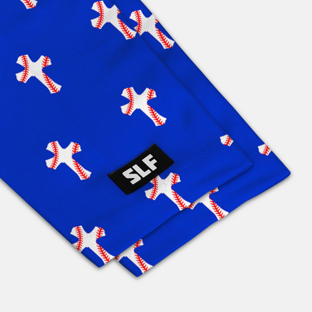Baseball Cross Pattern Royal Blue UV Arm Sleeves (pair)
