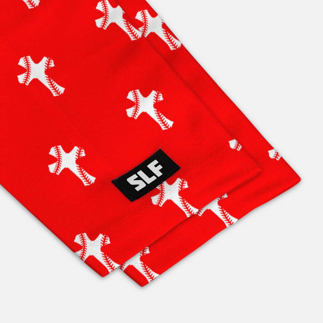 Baseball Cross Pattern Red UV Arm Sleeves (pair)