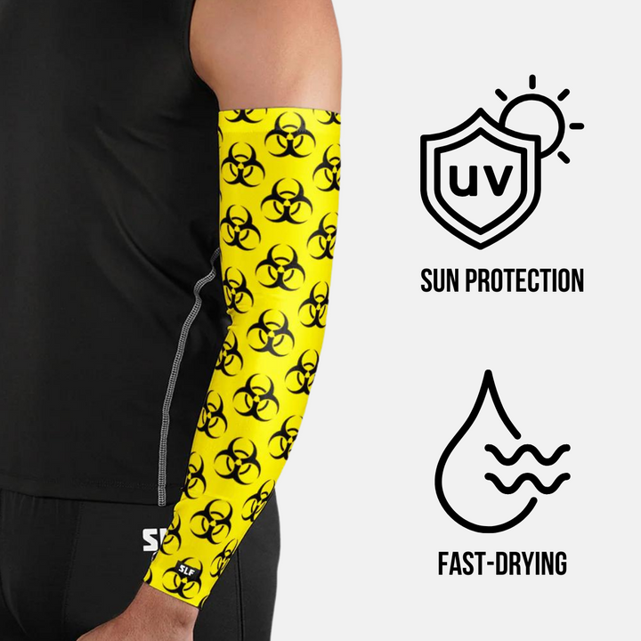Biohazard Yellow Pattern UV Arm Sleeves (pair)