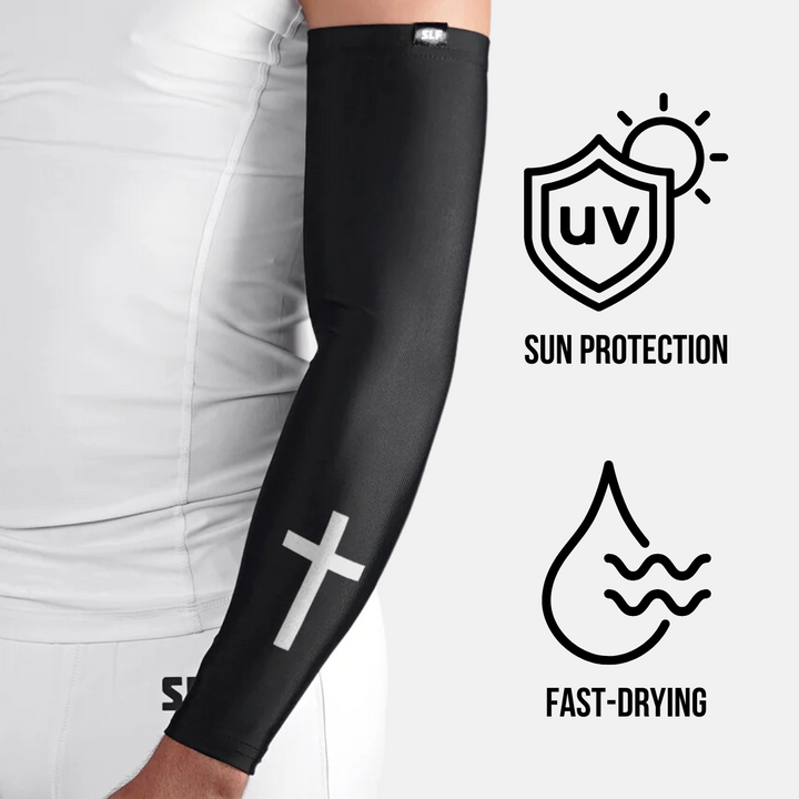 Faith Cross Black UV Arm Sleeves (pair)