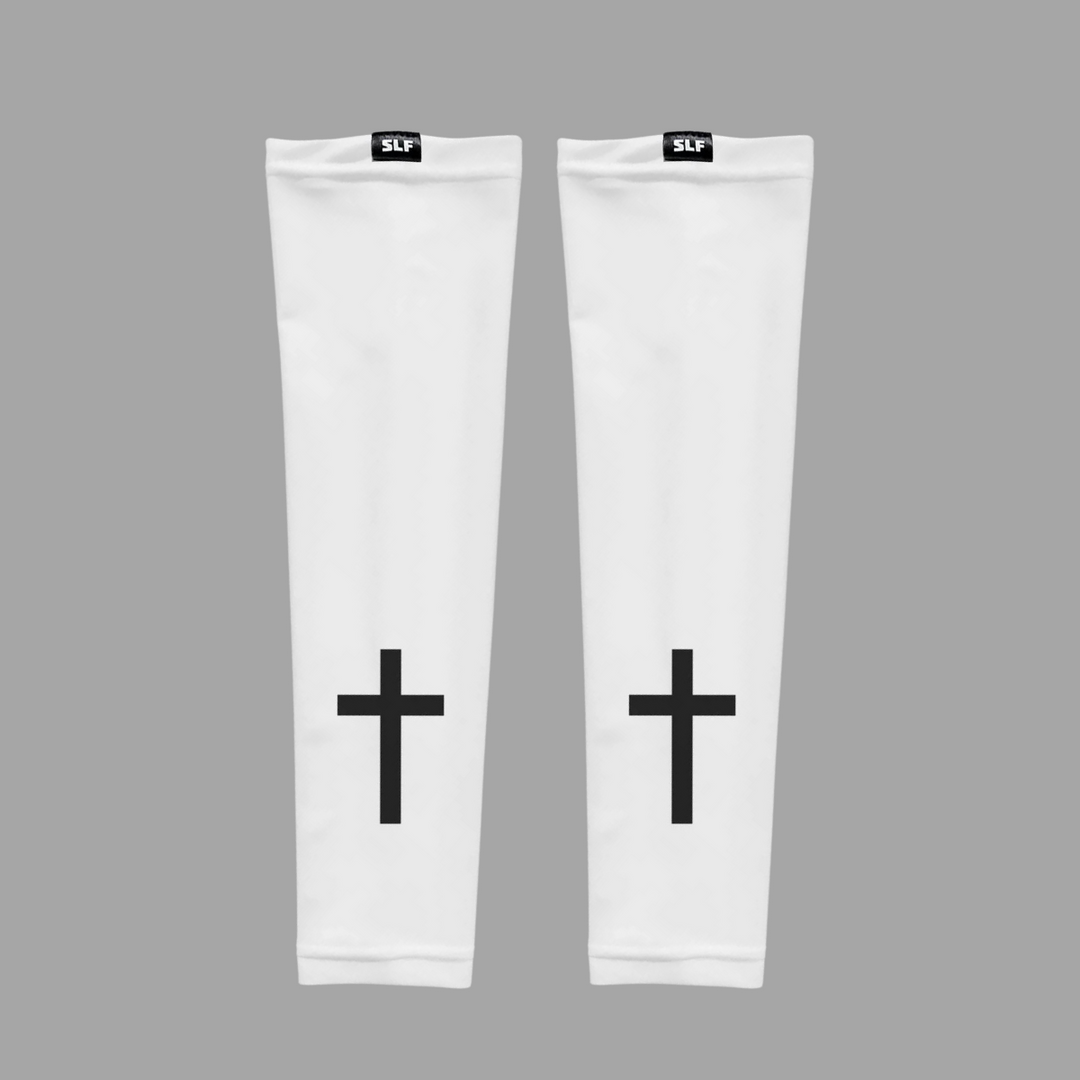 Faith Cross White UV Arm Sleeves (pair)