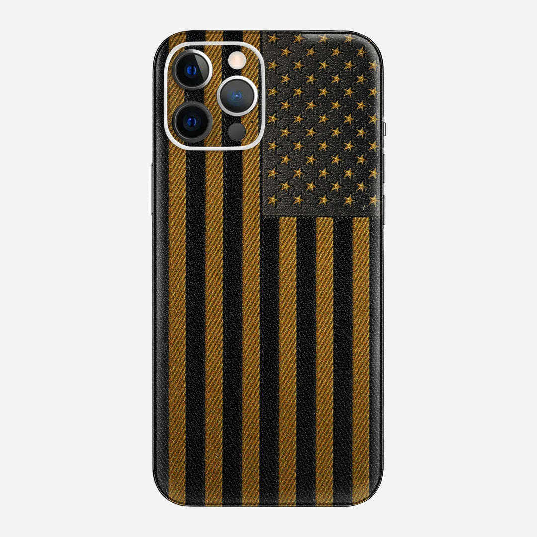 Gold & Black Leather Skin for iPhone