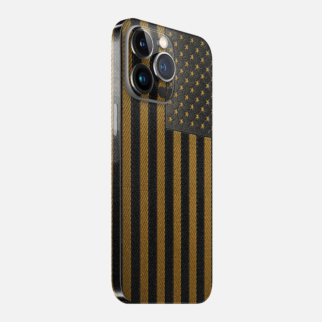 Gold & Black Leather Skin for iPhone