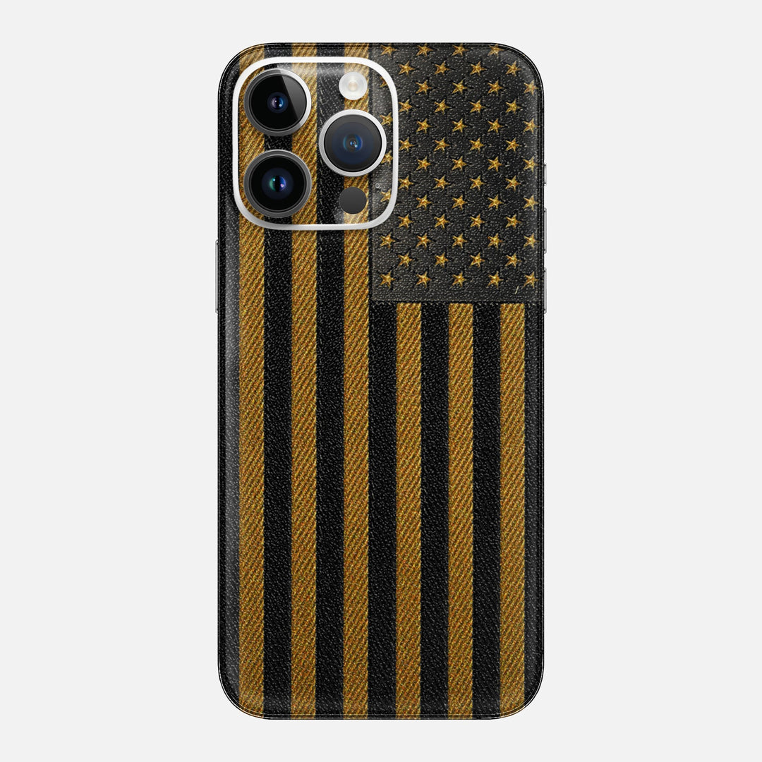 Gold & Black Leather Skin for iPhone