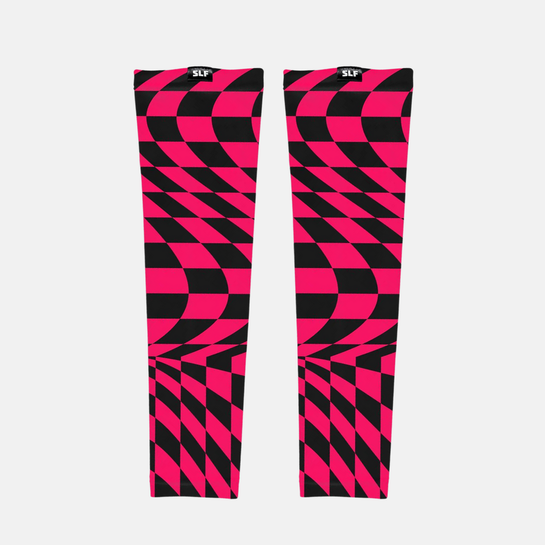 Pink Warped Checkered UV Arm Sleeves (pair)