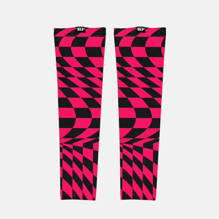 Pink Warped Checkered UV Arm Sleeves (pair)