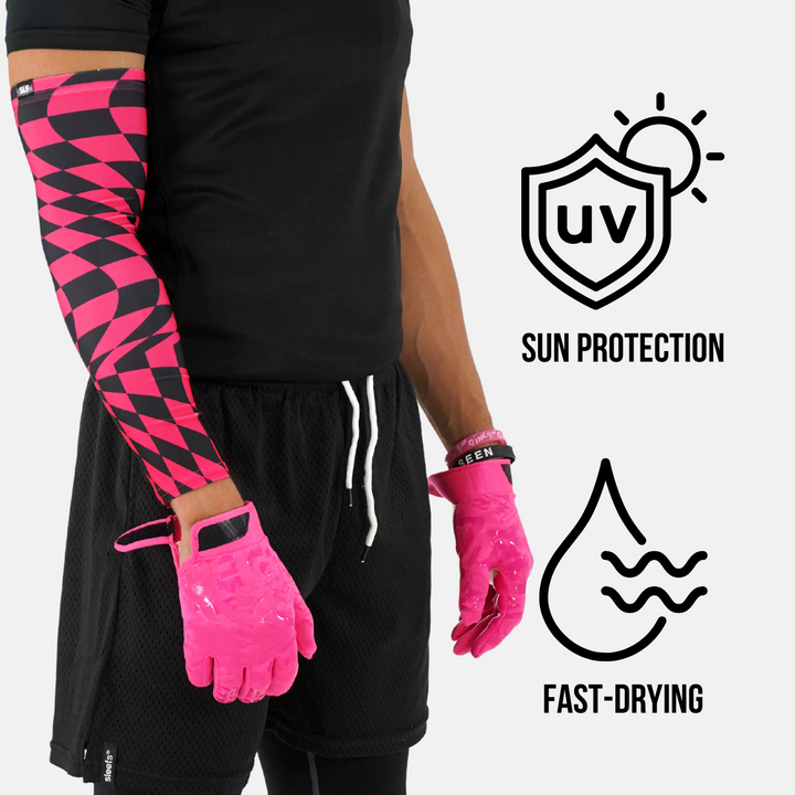 Pink Warped Checkered UV Arm Sleeves (pair)