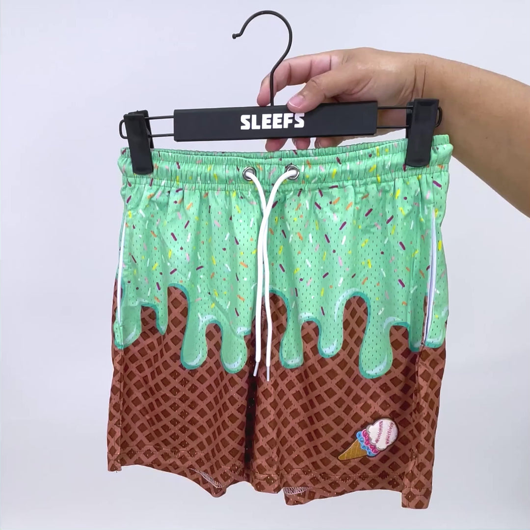 Ice Cream Cone Aquamarine Kids Shorts - 5"