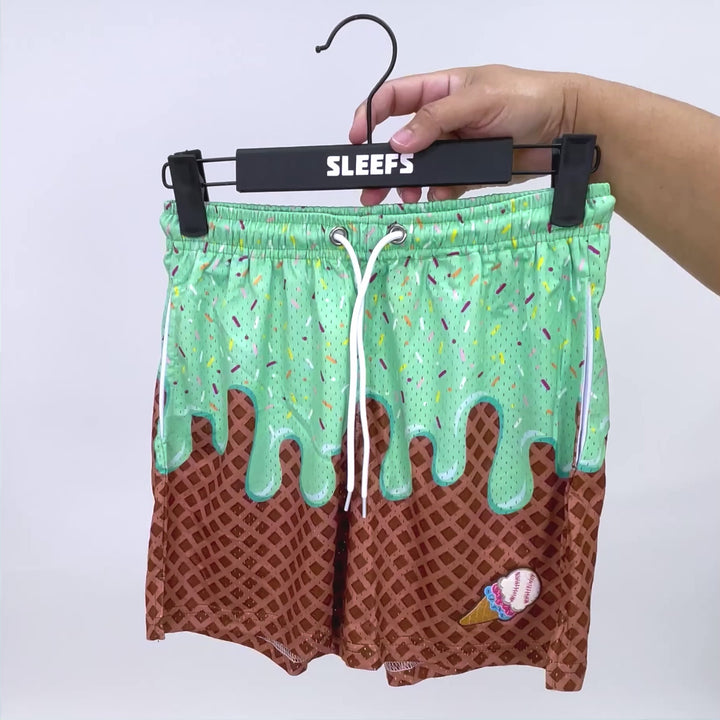 Ice Cream Cone Aquamarine Kids Shorts - 5"