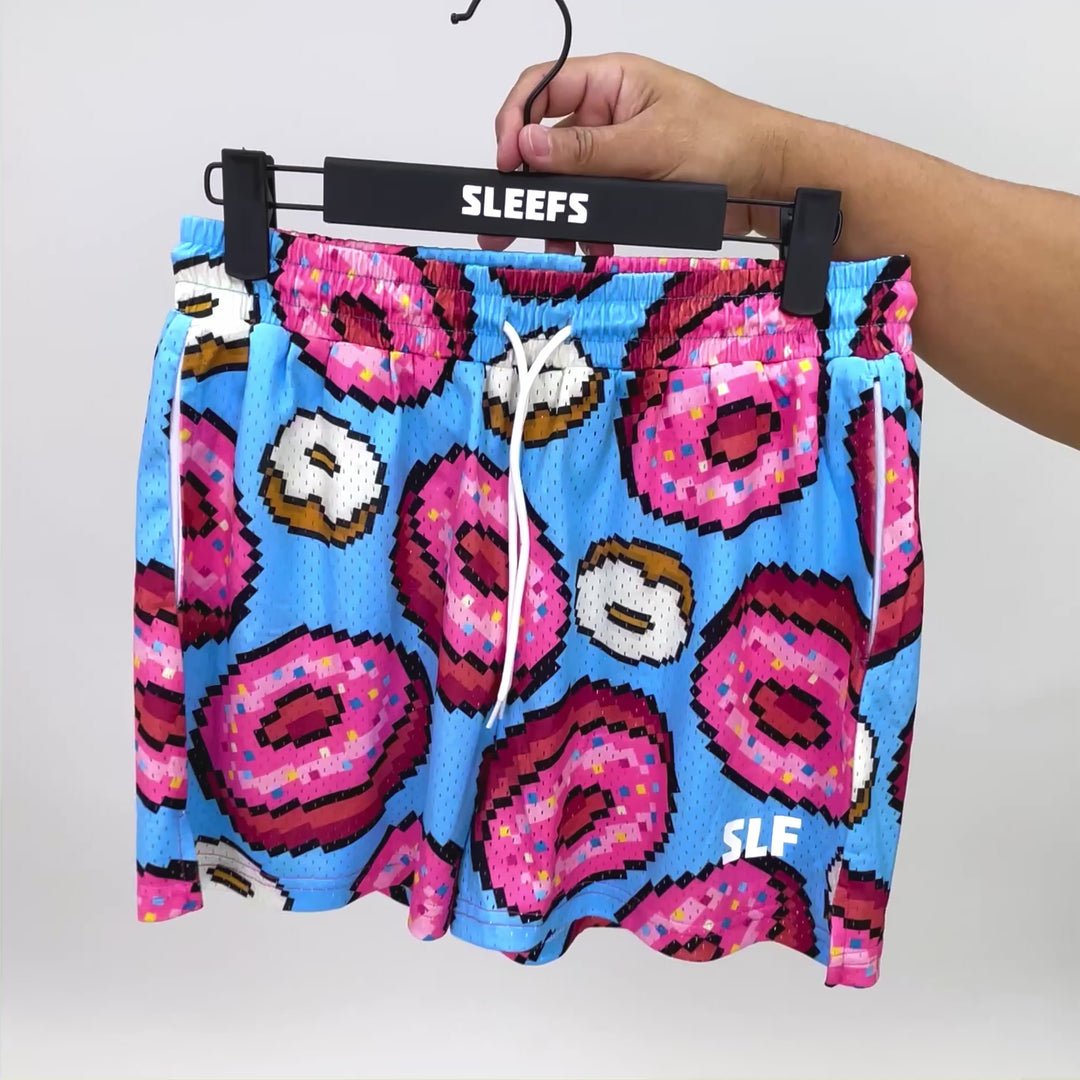 Pixel Donuts Light Blue Kids Shorts - 5"