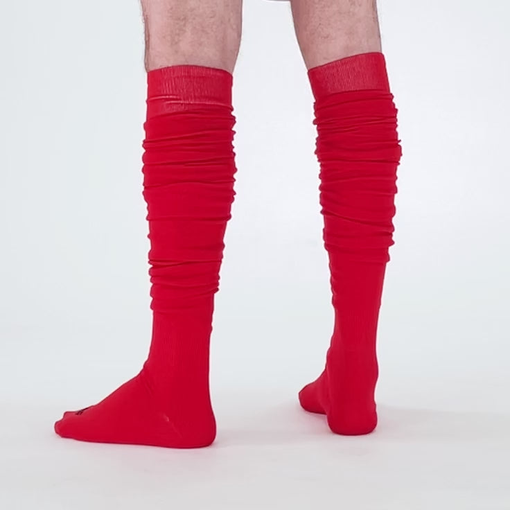 Hue Red Long Scrunchie Socks