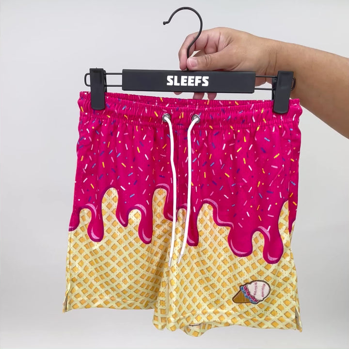 Ice Cream Cone Magenta Kids Shorts - 5"