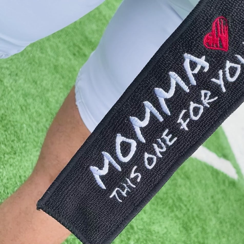 Momma Black Thin Football Towel