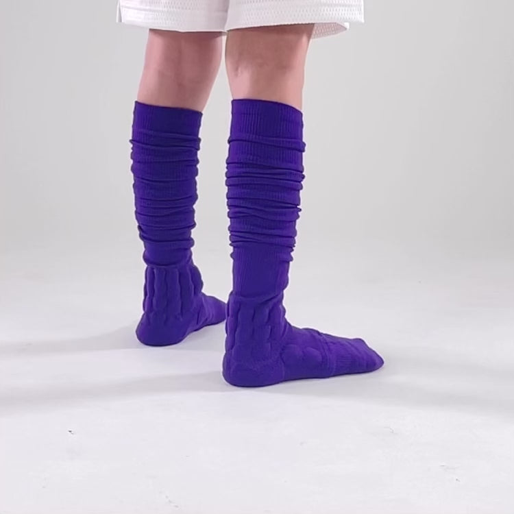 Hue Purple Football Padded Long Kids Socks