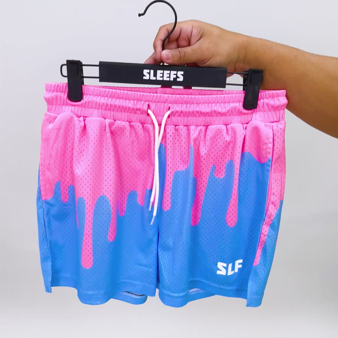 Neon Drip Pink Light Blue Shorts - 5"