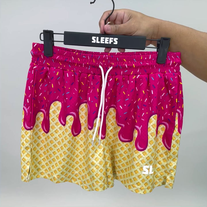 Ice Cream Cone Magenta Shorts - 5"