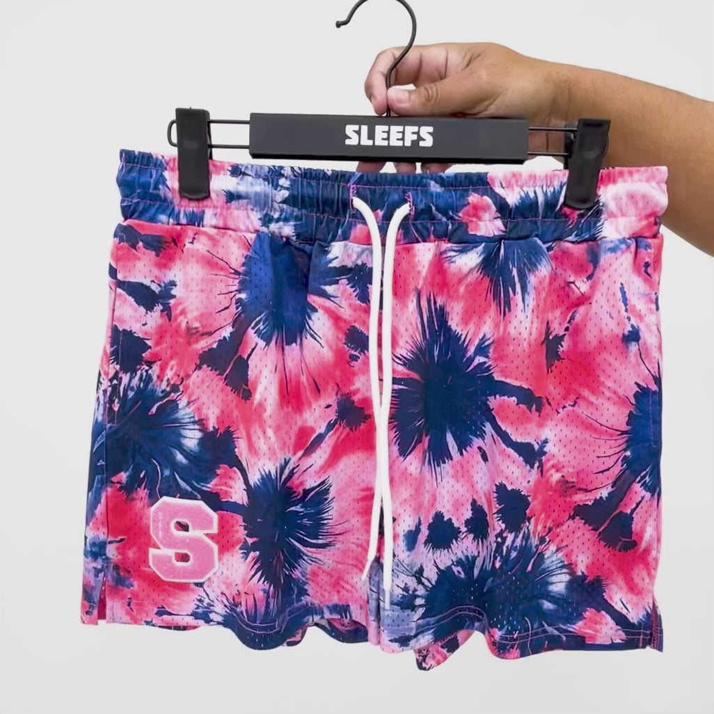 Tie Dye Navy Pink Shorts - 5"