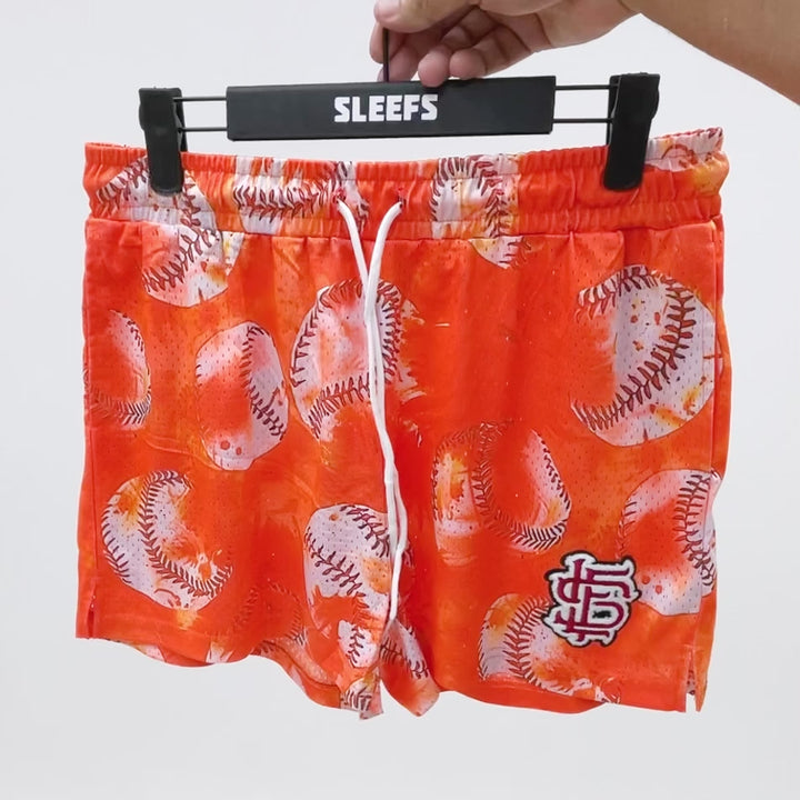 Baseball Tie Dye Orange Shorts - 5"