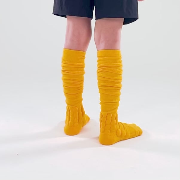 Hue Yellow Gold Football Padded Long Kids Socks