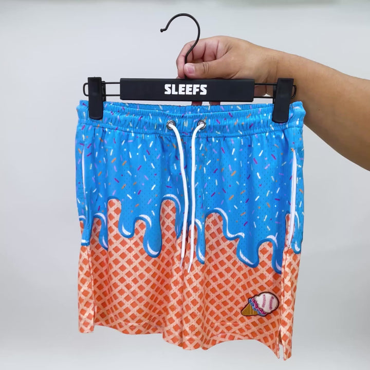 Ice Cream Cone Light Blue Kids Shorts - 5"