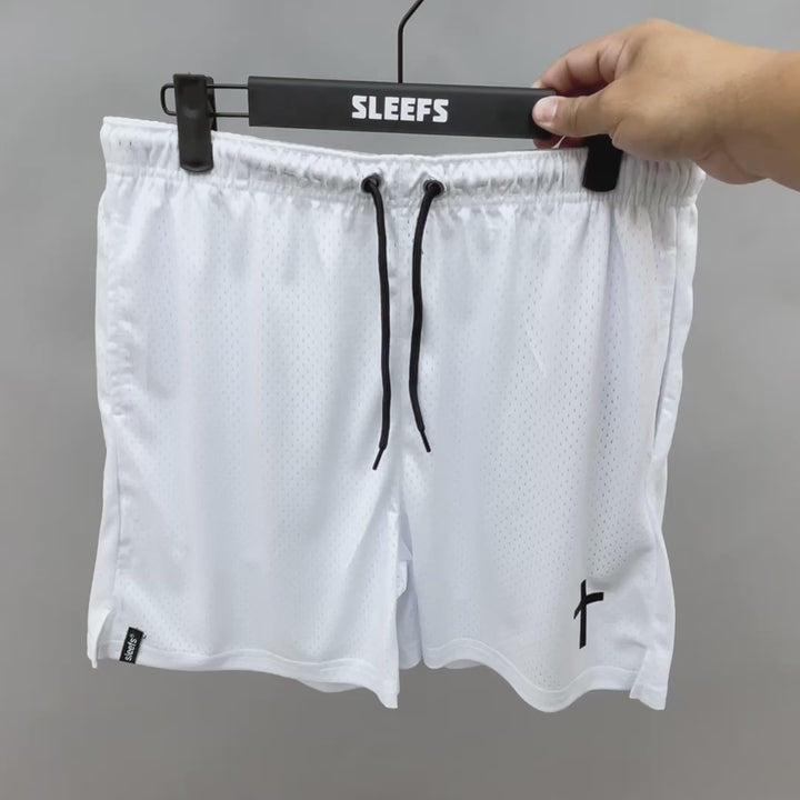 Faith Cross White Shorts - 7"