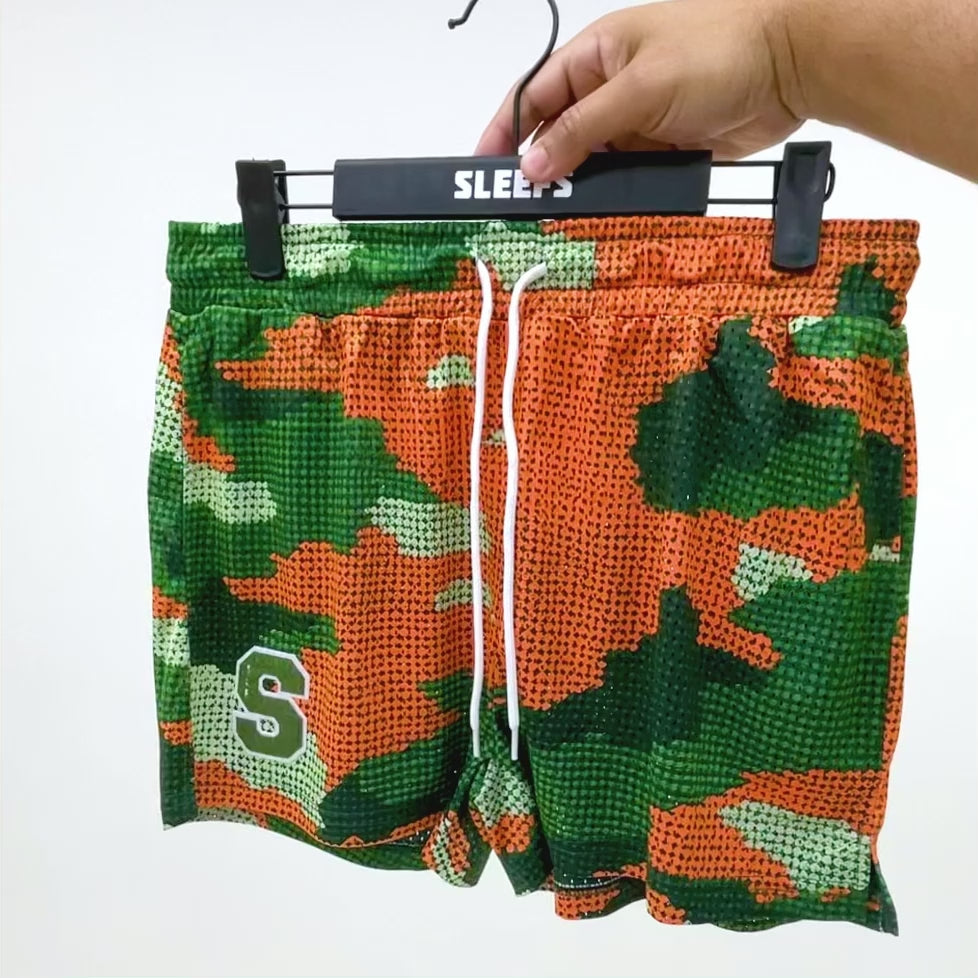 Orange Green Urban Camo Shorts - 5"