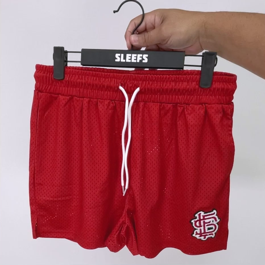 SLF Baseball Patch Red Shorts - 5&quot;