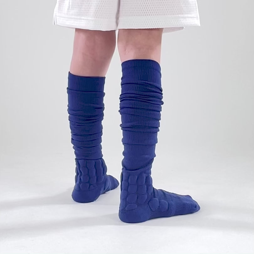 Hue Navy Football Padded Long Kids Socks