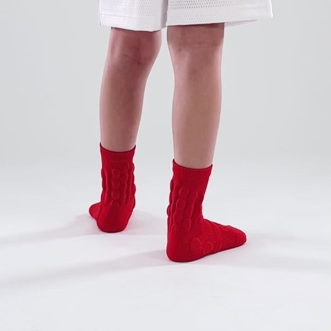 Hue Red Football Padded Short Kids Socks