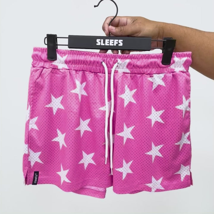Stars Pattern Pink Shorts - 5"