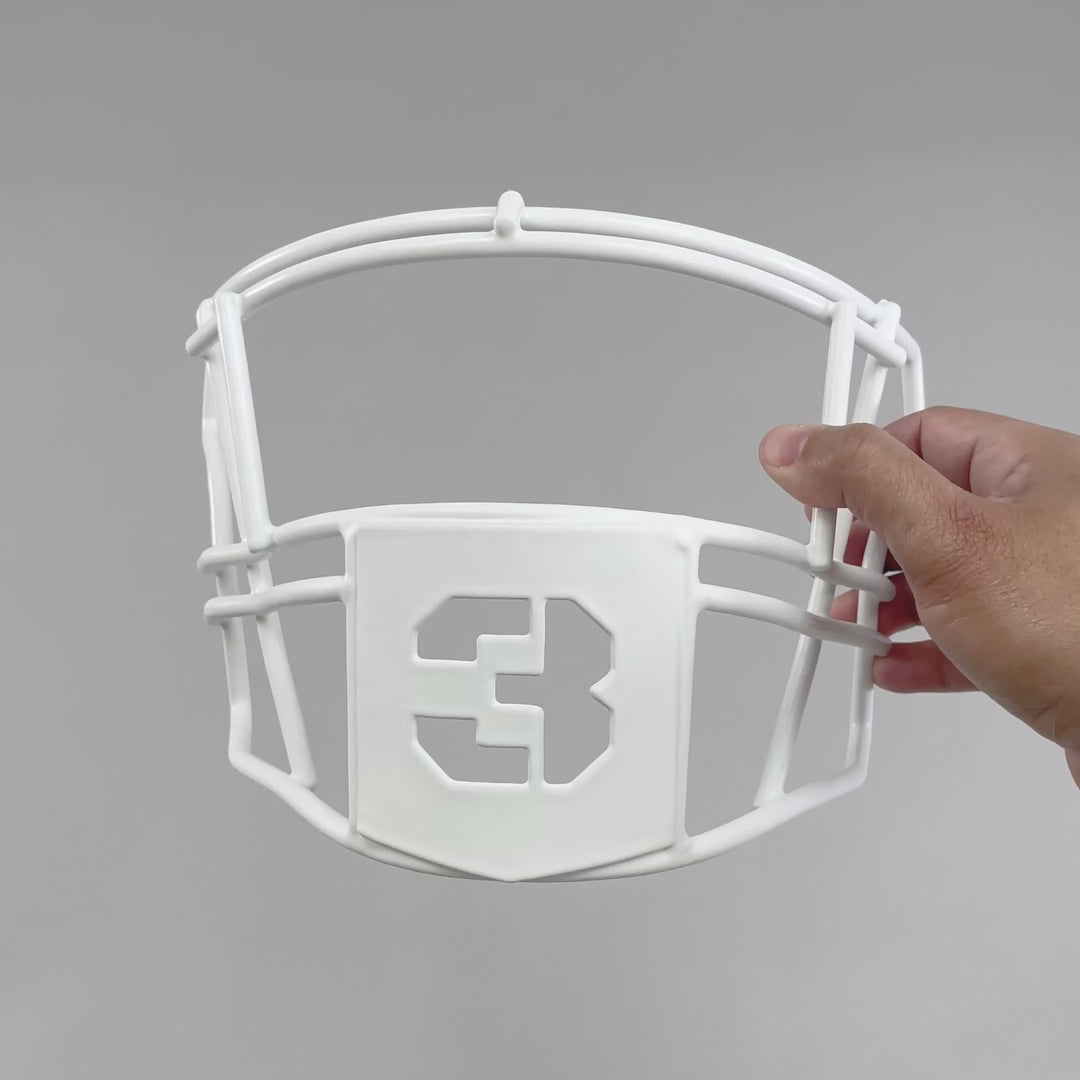 3 Stencil Font Football Facemask for Riddell SpeedFlex