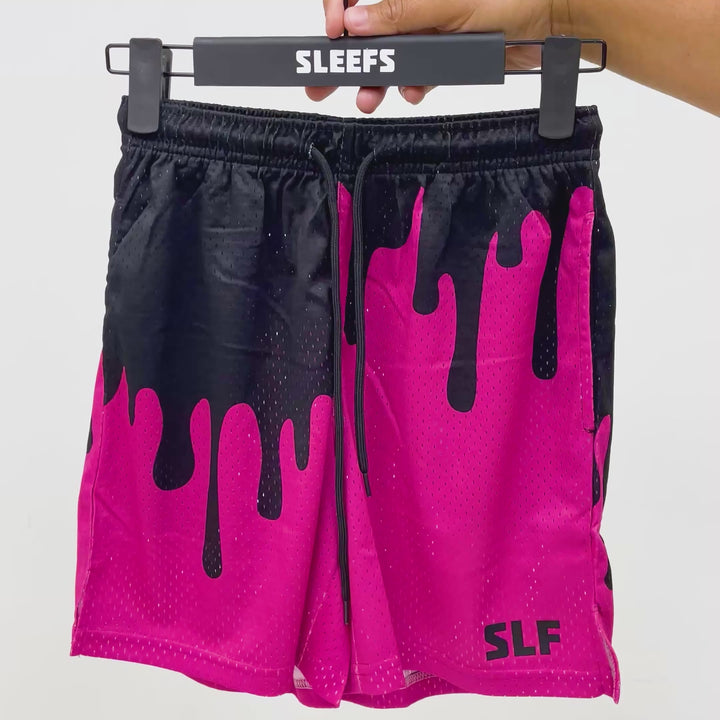 Neon Drip Black Magenta Kids Shorts - 5"