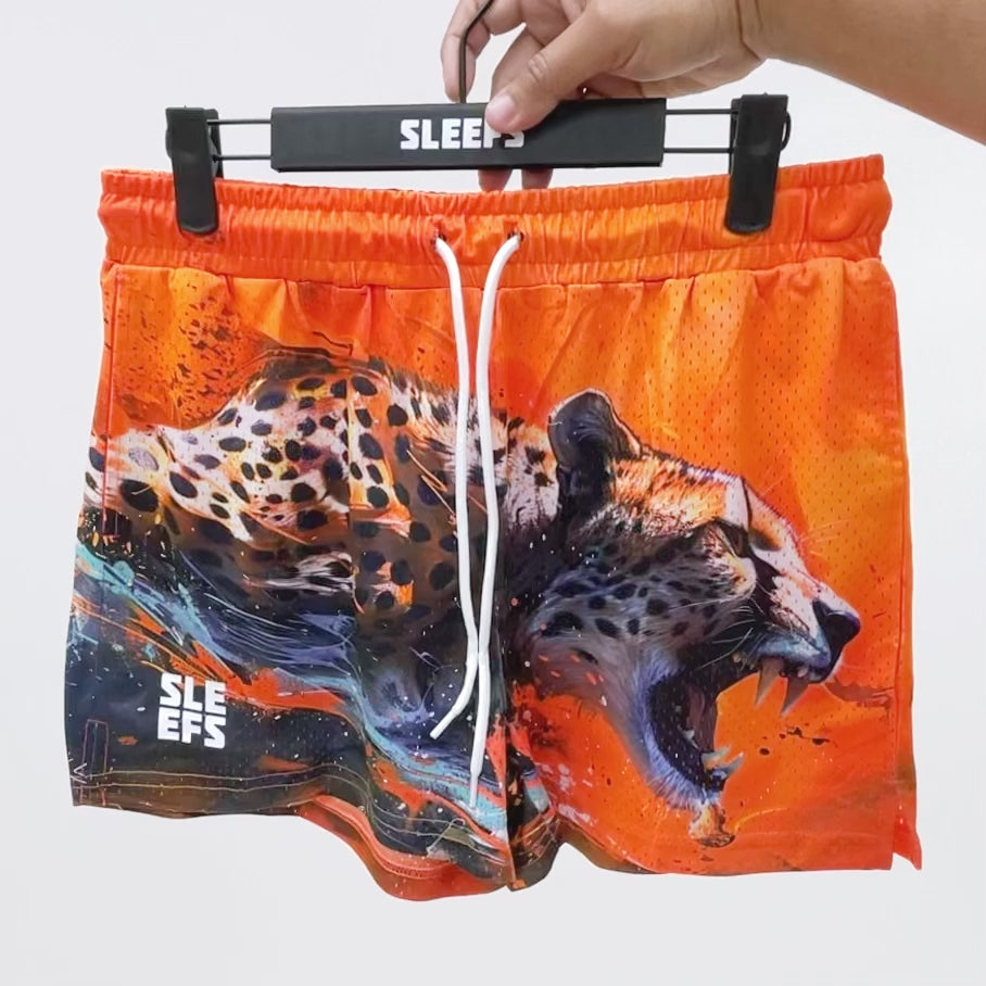 Cheetah Orange Rush Shorts - 5"