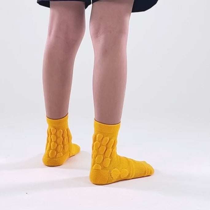 Hue Yellow Gold Football Padded Short Kids Socks