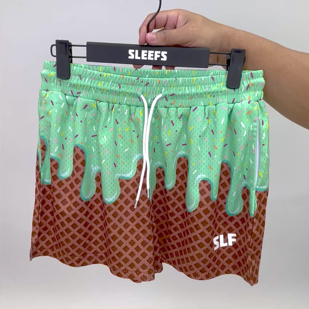 Ice Cream Cone Aquamarine Shorts - 5"