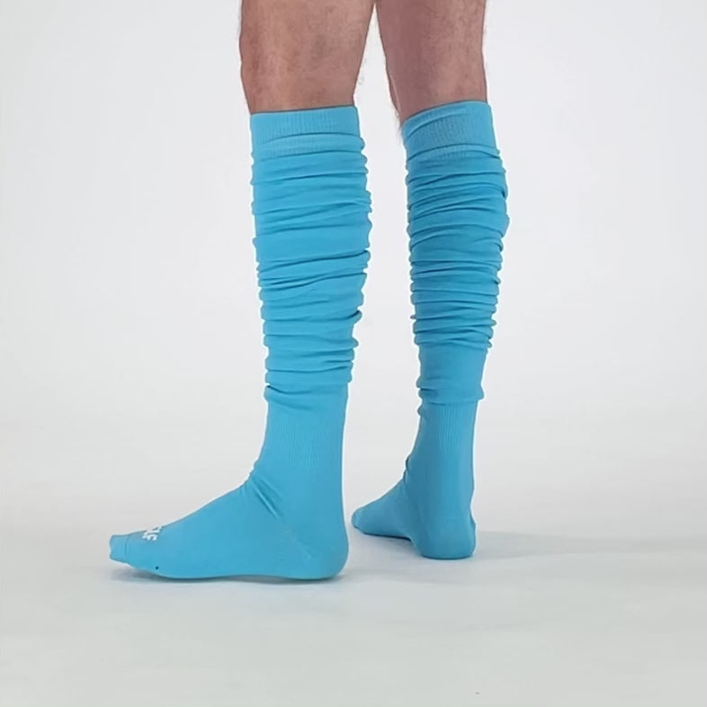 Hue Sky Blue Long Scrunchie Socks