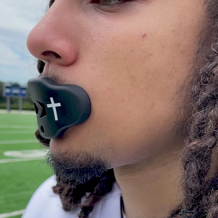Faith Cross Black Soft Football Mouthguard