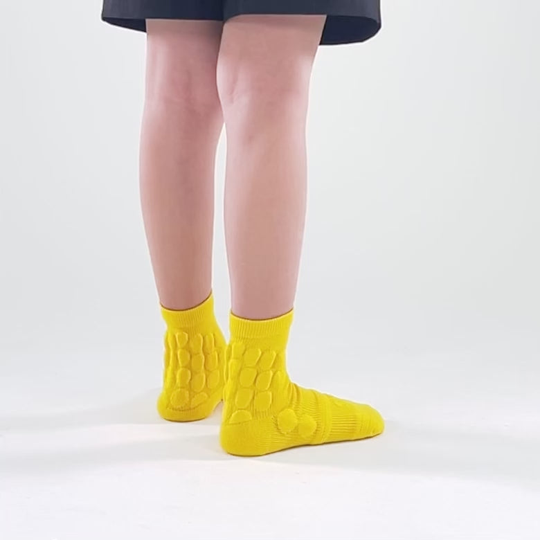 Hue Yellow Football Padded Short Kids Socks
