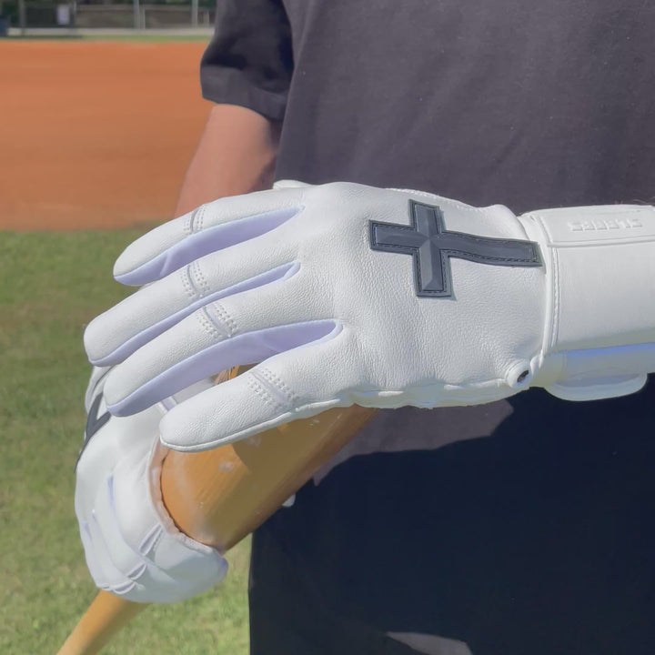 Faith Cross White Baseball Batting Gloves